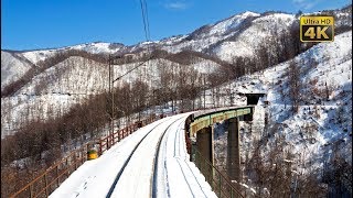 4K CABVIEW Bar  Bijelo Polje  over 1000m winter altitude change from Sea coast to snowy mountains [upl. by Kellda]