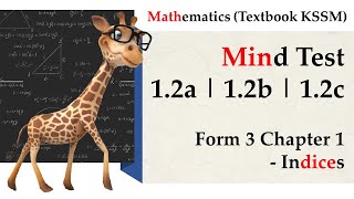 KSSM Mathematics Form 3 Chapter 1  Indices  Mind Test 12a  Mind Test 12b  Mind Test 12c [upl. by Nywles]