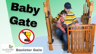 Banister Baby Gate Installation Without Drilling  Summer Infant Gate Kit [upl. by Wiley]