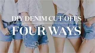 4 Ways to Make DIY Denim Cut Off Shorts [upl. by Nattie]