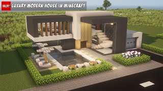 Luxury modern house in Minecraft  Builders tutorial [upl. by Kinelski]