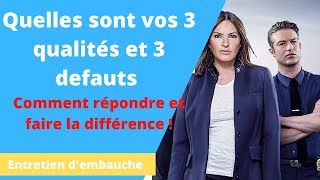 Entretien dembauche 3 qualités 3 défauts  COMMENT REPONDRE A CETTE QUESTION FACILEMENT [upl. by Dajma]