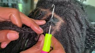 Easy way to interlock locs with a crochet needle [upl. by Ycnej199]