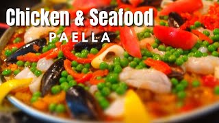 CHICKEN AND SEAFOOD PAELLA RECIPE [upl. by Einniw19]