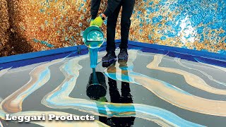 How To Do An Epoxy Dirty Pour On A Floor Using Leggari Metallic Epoxy [upl. by Amzaj]