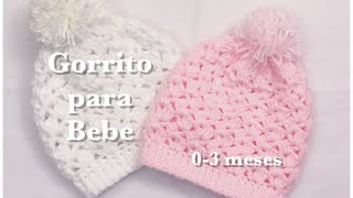 Gorro para bebe de 03 meses en gancho facil y rapido 88 [upl. by Rawlinson]