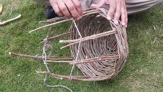 DIY Basket Weaving  How To WeaveMake A Basket Using Tree BranchesTwigs [upl. by Eillen]