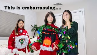 DIY UGLY CHRISTMAS SWEATERS AND WEARING IT OUT IN PUBLIC so embarrassing [upl. by Hightower507]