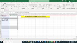 Duplicate every row into the same column in Excel [upl. by Pip]