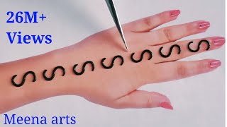 S अक्षर से आसान मेहंदी लगाना सीखें  unique mehndi design trick 2022 back hand  Arabic mehndi [upl. by Zertnom]