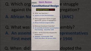 Constitutional Design  Class 9  Important Questions [upl. by Artemla162]