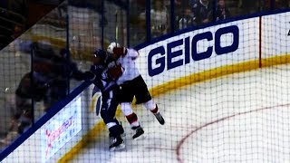 Namestnikov takes brutal hit from behind Sustr left bloody after fight [upl. by Huckaby]