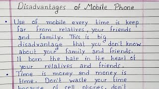 Write an essay on Disadvantages of Mobile phones  Essay Writing [upl. by Iadam2]