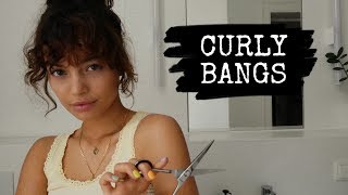 How to cut amp style curly bangs  Vivi König [upl. by Enirahtac576]