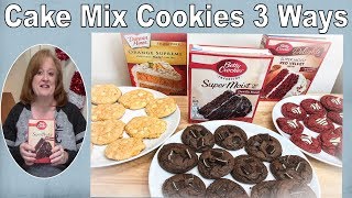 CAKE MIX COOKIES 3 WAYS  Easy Holiday Cookies  Choc Mint Red Velvet Kiss Creamsicle [upl. by Jolee]