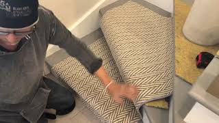 Installing A Carpet Runner On Pie Shapped Stairs [upl. by Ottie]