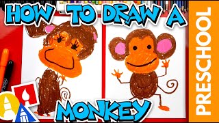 How To Draw A Monkey  Preschool [upl. by Bibi]