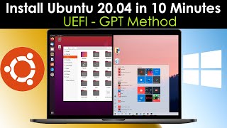 How to Dual Boot Ubuntu 2004 LTS and Windows 10  2022   UEFI  GPT Method [upl. by Hoover760]