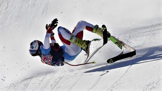 Swiss skier Urs Kryenbuehl crashes on final jump in Kitzbuehel downhill  NBC Sports [upl. by Cinimmod82]