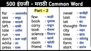 500 दररोज बोलले जाणारे इंग्रजी शब्द  English Word with Marathi Meaning  English thorugh Marathi [upl. by Scharf103]