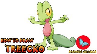 How To Draw Treecko Pokemon  Coloring and Drawing For Kids [upl. by Ardnaed]