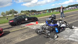 230HP Super Kart vs 1300HP Porsche 9ff vs 1088HP AUDI S4 [upl. by Asilehs282]