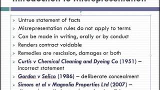 Misrepresentation Lecture 1 of 4 [upl. by Aes]