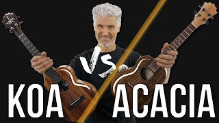 REVEALED Differences between KOA wood ukuleles and ACACIA wood ukuleles [upl. by Ahseined]