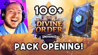 Gods Unchained  Opening 100 DIVINE ORDER Packs [upl. by Annaynek876]