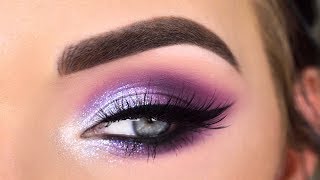 Huda Beauty Mercury Retrograde Palette  Purple Glitter Eye Makeup Tutorial [upl. by Aehsel]