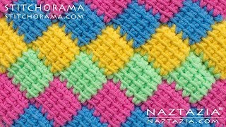 HOW to CROCHET ENTRELAC  Tunisian Interlaced Patchwork Diamonds Entrelec by Naztazia [upl. by Aziar]