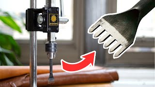 Using A Hand Press Machine to Punch Leather Stitching Holes [upl. by Cantlon]