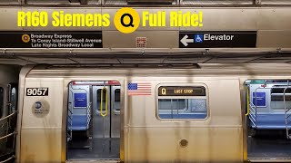 NYC Subway R160B Siemens Q Train Full Ride Coney Island  Stillwell Ave  96 St  2 Ave [upl. by Ttevi]