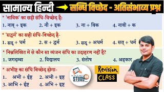 Hindi Revision Class  संधि विच्छेद  अति संभाव्य प्रश्न  Sandhi Vichched  Hindi Nitin Sir Study91 [upl. by Doxia]