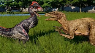 5 Velociraptor VS 7 Dilophosaurus  Jurassic World Evolution [upl. by Meredi]