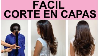 COMO CORTAR CAPAS LARGAS FACIL TU MISMAHOW TO CUT LENGTHS [upl. by Acinyt]