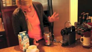 Nespresso Aeroccino Plus Frother Review Frothing Almond Milk [upl. by Arocet]